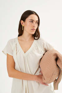 Accessories: Rabens Saloner - Cefora Basket Weave Leather Bag