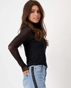 Sale: Monari - Sheer Mesh Poloneck