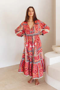 Dresses: I am Pylgrym - Boho Maxi Dress Temple Print