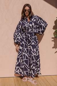 Alexandra - Jack Navy Geo Print Dress