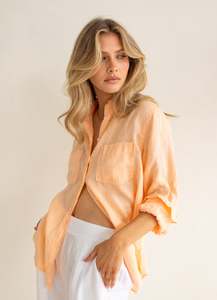 Tops: Hut - Boyfriend Shirt Apricot
