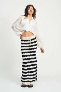 Skirts: Pom Amsterdam - Striped Crochet Skirt