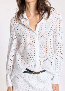 Lauren Vidal: Lauren Vidal - Alora White Broderie Anglaise Shirt