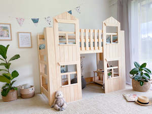 Low loft beds PINE: Townhouse LOW loft bed PINE