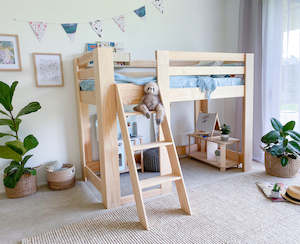 Low loft beds PINE: Classic LOW loft bed PINE
