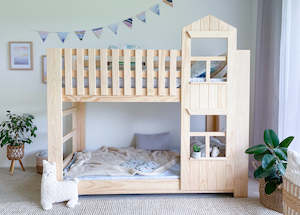 Low Bunk Beds Pine: Country LOW bunk bed PINE