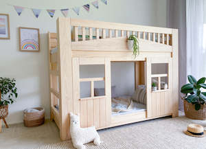 Low Bunk Beds Pine: Cottage LOW bunk bed PINE