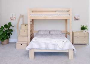 Pine Furniture: Family Classic T-shaped Bunk Bed PINE