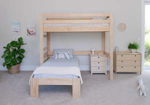 Pine Furniture: Classic L-shaped Bunk Bed PINE