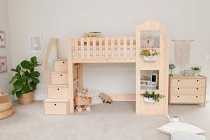 Pine Furniture: Country House LOW Loft Bed PINE