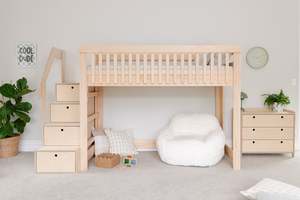 Pine Furniture: Scandi LOW Loft Bed PINE
