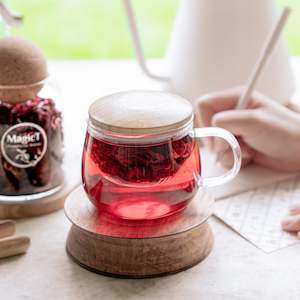 Wood Lid Glass Infuser Mug (Free Gift)