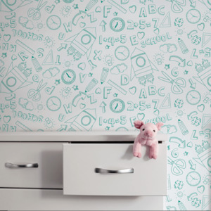 Contemporary Patterns: School Graffiti- Teal