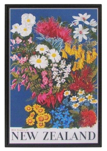 Block Mounts: New Zealand Vintage Travel Poster ” Native Flora”