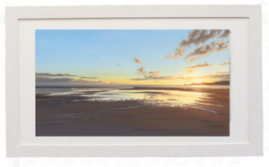 Framed prints: “First Light Pohara Beach” Framed Giclee by Peter Geen