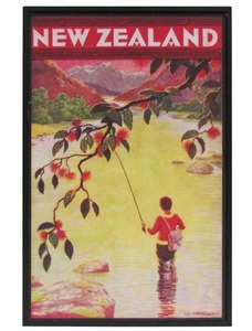 New Zealand Vintage Travel Poster “Fisherwoman”