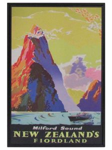 New Zealand Vintage Travel Poster “Milford Sound”