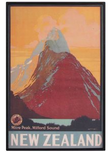 New Zealand Vintage Travel Poster “Mitre Peak”