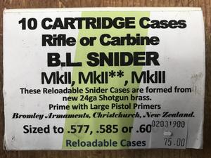 Snider Cartridge Cases sized to .577
