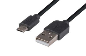 1.2m USB 2.0 Micro-B Male to USB-A Male Connectors Colour Black