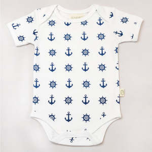 Summer Clearance: Organic Cotton Short Sleeve Bodysuit - Nautical