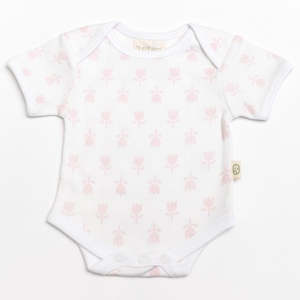 Organic Cotton Short Sleeve Bodysuit - Tulip