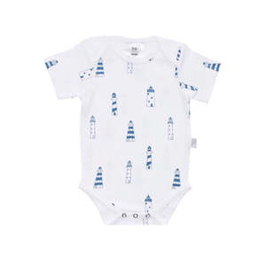 Organic Cotton Short Sleeve Bodysuit - Lighthouse Blue