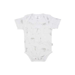 Organic Cotton Short Sleeve Bodysuit - Around The World Grey