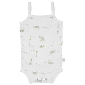 Organic Cotton Singlet Bodysuit - Around The World Grey