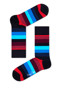 Socks: Socks - Stripe Black/Red/Blue