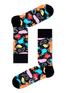 Socks: Socks - Abstract Paisley Black/Aqua/Multi