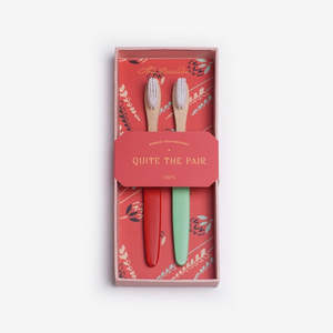Bamboo Toothbrushes - Red/Aqua