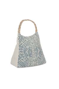 Homeware: Laguna Fabric Door Stop w Jute Handle Blue/White
