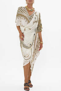 CAMILLA V-Neck Gathered Shoulder Draped Kaftan - Goddess Energy