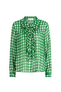 Stella Frill Front Blouse - Forest