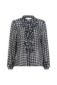 Stella Frill Front Blouse - Black