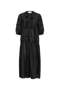 Dress: Riley Pin-Tuck Shirt Dress - Black