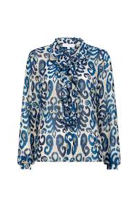 Florence Frill Front Blouse - Navy