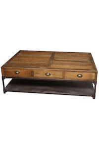Homeware: Industrial Coffee Table with Metal Shelf