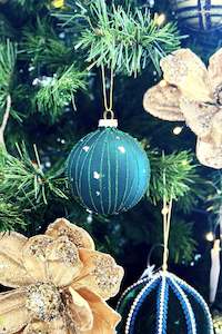 Green Glass Ball with Glitter