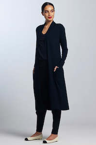 Cardigans: PAULA RYAN Long Shrug Navy- Merino Stretch