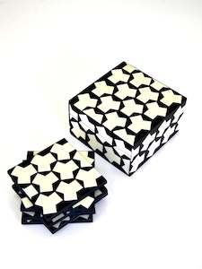 MAGPIE HOME Resin Inlay Box with Coasters - Black