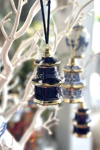 Chinoiserie Christmas Navy Ornament