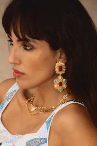 MOUNTAIN & MOON Aniqua Earring Ruby Quartz & Enamel