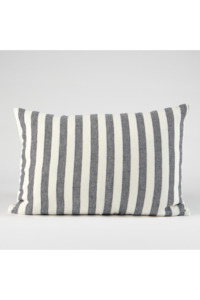 Eadie: Santi Linen Cushion - Off White/Navy Stripe 40x60cm