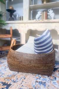 Storage Boxes Baskets: Rattan Family Basket with Handles
