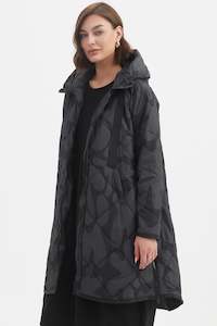 TIRELLI Print Zip Hem Winter Coat - Charcoal/Black Blot Print