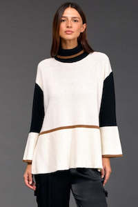 Sweaters: LAUREN VIDAL Roll Neck Sweater - Creme