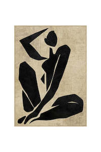 Art Prints: Block Print Nude Framed Canvas