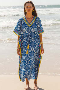 Kaftans And Tunics: I AM PYLGRYM Amaru Kaftan - Amalfi Print